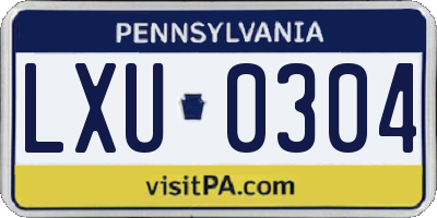 PA license plate LXU0304