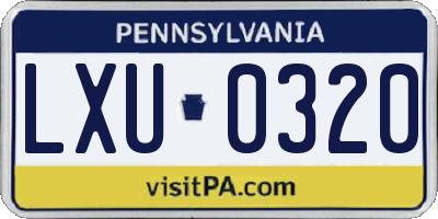 PA license plate LXU0320