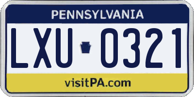 PA license plate LXU0321