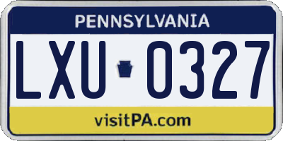 PA license plate LXU0327