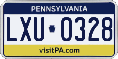 PA license plate LXU0328