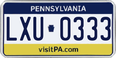 PA license plate LXU0333
