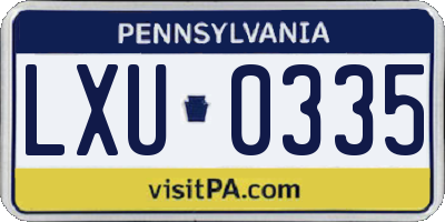 PA license plate LXU0335