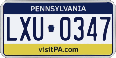 PA license plate LXU0347