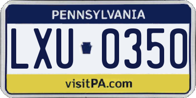 PA license plate LXU0350