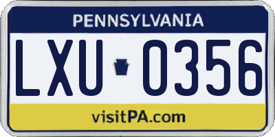 PA license plate LXU0356