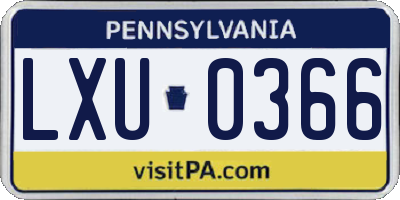 PA license plate LXU0366