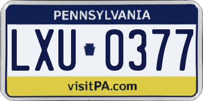 PA license plate LXU0377