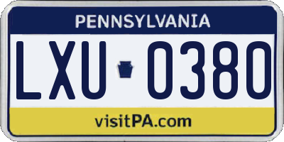 PA license plate LXU0380