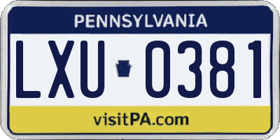 PA license plate LXU0381