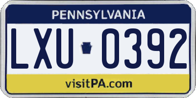 PA license plate LXU0392