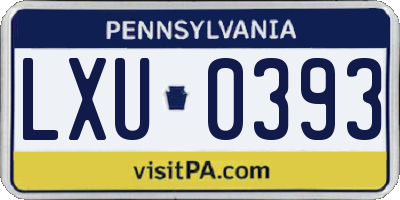 PA license plate LXU0393