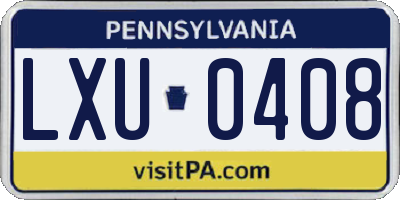 PA license plate LXU0408