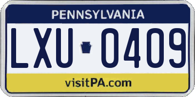 PA license plate LXU0409