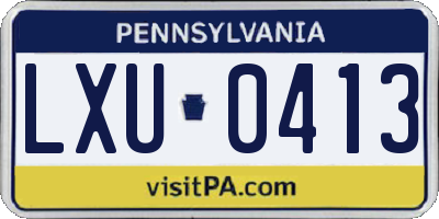 PA license plate LXU0413