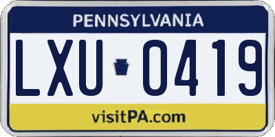 PA license plate LXU0419