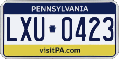 PA license plate LXU0423