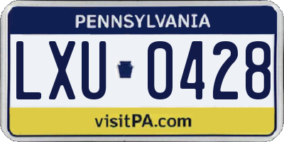 PA license plate LXU0428