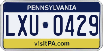 PA license plate LXU0429