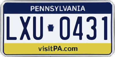 PA license plate LXU0431