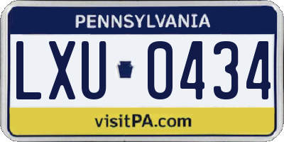 PA license plate LXU0434