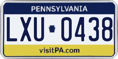 PA license plate LXU0438