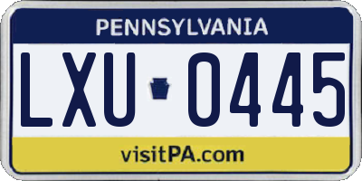 PA license plate LXU0445