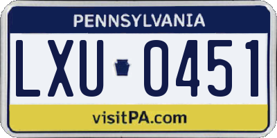 PA license plate LXU0451