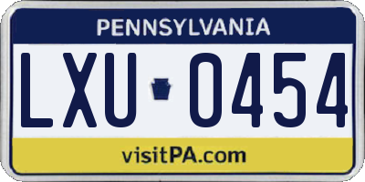 PA license plate LXU0454