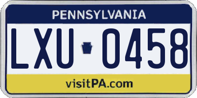 PA license plate LXU0458