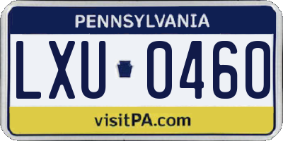 PA license plate LXU0460