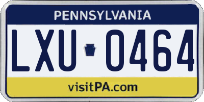 PA license plate LXU0464