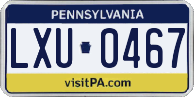 PA license plate LXU0467