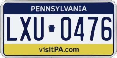 PA license plate LXU0476