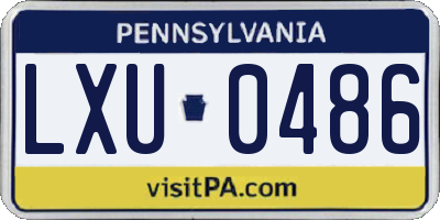 PA license plate LXU0486