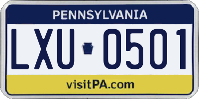 PA license plate LXU0501