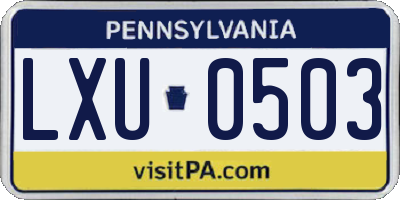PA license plate LXU0503