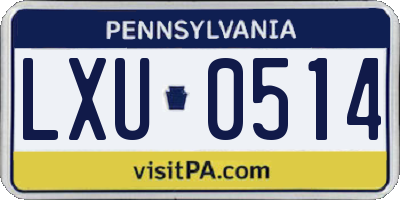 PA license plate LXU0514
