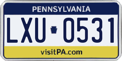 PA license plate LXU0531