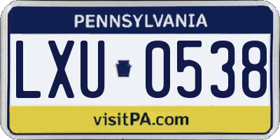PA license plate LXU0538