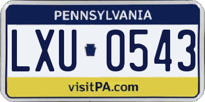 PA license plate LXU0543