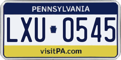 PA license plate LXU0545