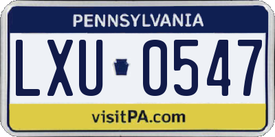 PA license plate LXU0547