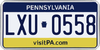 PA license plate LXU0558