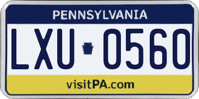 PA license plate LXU0560