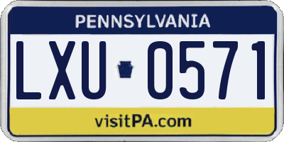 PA license plate LXU0571