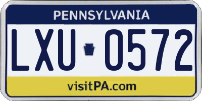 PA license plate LXU0572