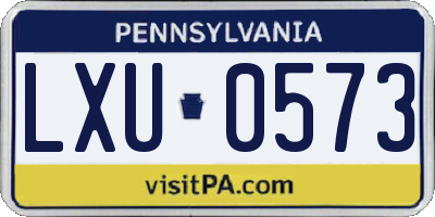 PA license plate LXU0573