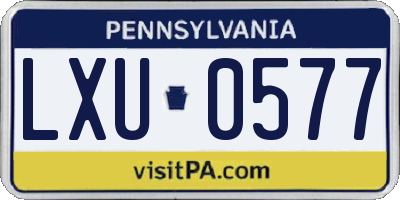 PA license plate LXU0577