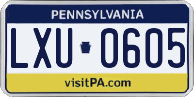 PA license plate LXU0605